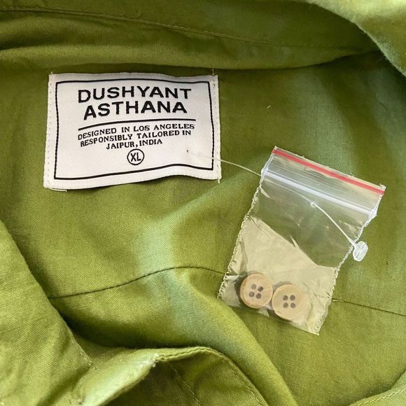 Dushyant Asthana The Kameez Pop-Over Long Sleeve Tunic Green XL NWOT - Picture 4 of 4